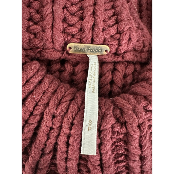 Free People My Only Sunshine Cowl Neck Sweater Small Cropped Boho Red Burgundy - Picture 7 of 10